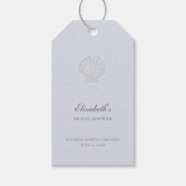 Kustnautische schelp blauw elegante bruidsdouche cadeaulabel