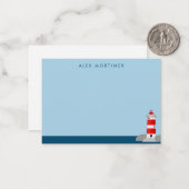 Kustnautische vuurtoren gepersonaliseerd notitiekaartje (Voorkant / Achterkant in situ)