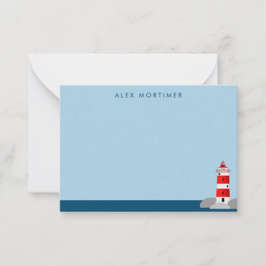 Kustnautische vuurtoren gepersonaliseerd notitiekaartje (Voorkant)