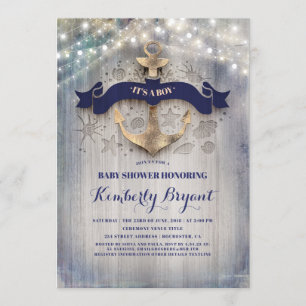 Kustnavigatie Gouden Anker Baby Shower Kaart