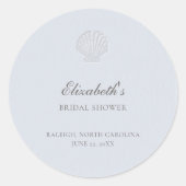 Kustnavigatie Schelp Blauwe Elegante Bruiloftsdouc Ronde Sticker (Voorkant)