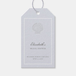 Kustnavigatieschelp Elegante Blauwe Bruiloftsdouch Cadeaulabel