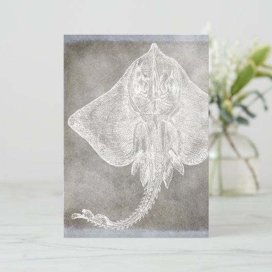 Kustneutraal Waterverf Schaats Sting Ray Pewter Ne Kaart (Staand voorkant)