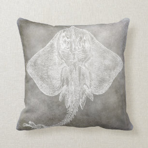 Kustneutraal Waterverf Schaats Sting Ray Pewter Ne Kussen