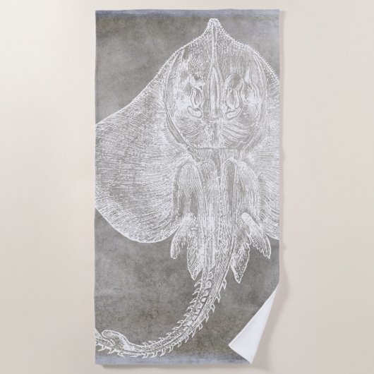 Kustneutraal Waterverf Schaats Sting Ray Pewter Ne Strandlaken (Voorkant)