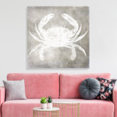 Kustneutrale Waterverf Crab Silver Pewter Canvas Afdruk (Insitu (Woonkamer))