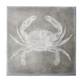 Kustneutrale Waterverf Crab Silver Pewter Tegeltje (Voorkant)