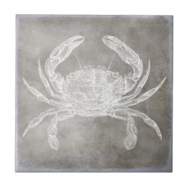 Kustneutrale Waterverf Crab Silver Pewter Tegeltje