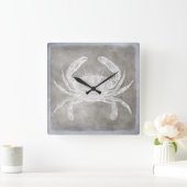 Kustneutrale Waterverf Crab Silver Pewter Vierkante Klok (Huis)