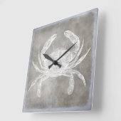 Kustneutrale Waterverf Crab Silver Pewter Vierkante Klok (Hoek)