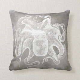 Kustneutrale Waterverf Octopus Silver Pewter Kussen