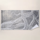 Kustneutrale Waterverf Octopus Silver Pewter Strandlaken (Voorkant)