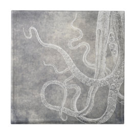 Kustneutrale Waterverf Octopus Silver Pewter Tegeltje