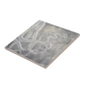Kustneutrale Waterverf Octopus Silver Pewter Tegeltje (Zijkant)