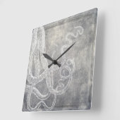 Kustneutrale Waterverf Octopus Silver Pewter Vierkante Klok (Hoek)