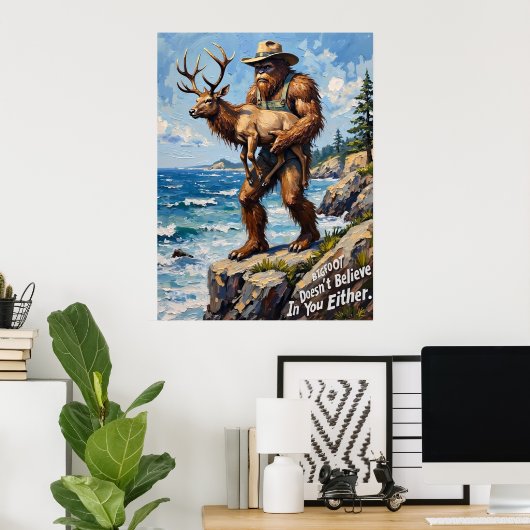 Kustnieuwsgierigheid: Bigfoot en de Elk Poster (Thuiskantoor)