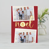 Kustnoel | 2 Kerstfeest met foto's Folie Feestdagenkaart (Staand Voorkant)