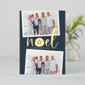 Kustnoel | 2 Kerstfeest met foto's Folie Feestdagenkaart (Staand Voorkant)