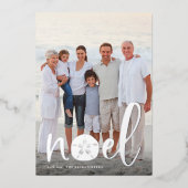 Kustnoel | Verticale kerstfoto Zilver Folie Feestdagenkaart (Voorkant)