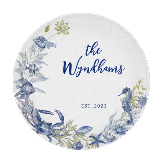 Kustoceaan Marine Life gepersonaliseerd Est. Datum Snijplank (Voorkant)