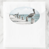 Kustoceaan Pelikaan Ovale Sticker (Tas)