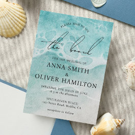 Kustoceaan strand zomer moderne bruiloft kaart