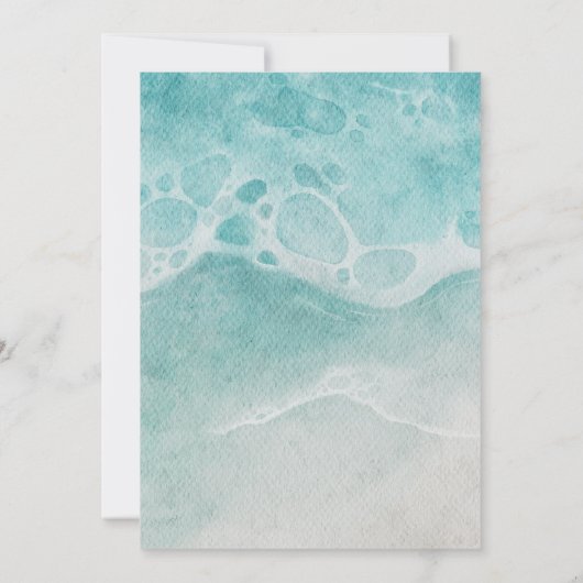 Kustoceaan strand zomer moderne bruiloft kaart (Achterkant)