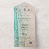 Kustoceaan Zomer Strand Bestemming Bruiloft All In One Uitnodiging (Binnen)