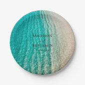 Kustoceaan Zomer Strand Bestemming Bruiloft Papieren Bordje (Voorkant)