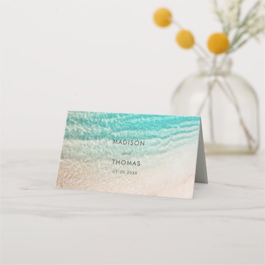 Kustoceaan Zomer Strand Bestemming Bruiloft Plaatskaartje (Achterkant)