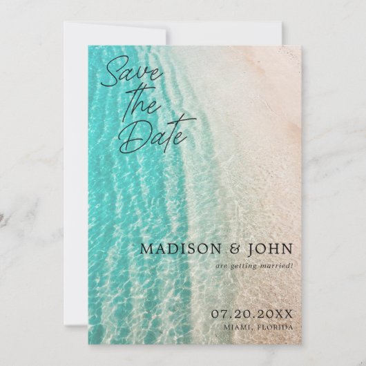 Kustoceaan Zomer Strand Bestemming Bruiloft Save The Date (Voorkant)