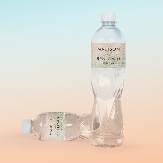 Kustoceaan Zomer Strand Bestemming Bruiloft Waterfles Etiket