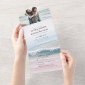 Kustoceaanstrand in één bruiloft all in one uitnodiging (Afscheurbaar)