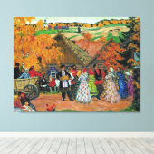 Kustodiev - Dorpsvakantie, Canvas Afdruk (Insitu (Houten vloer))