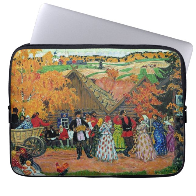 Kustodiev - Dorpsvakantie, Laptop Sleeve (Voorkant)
