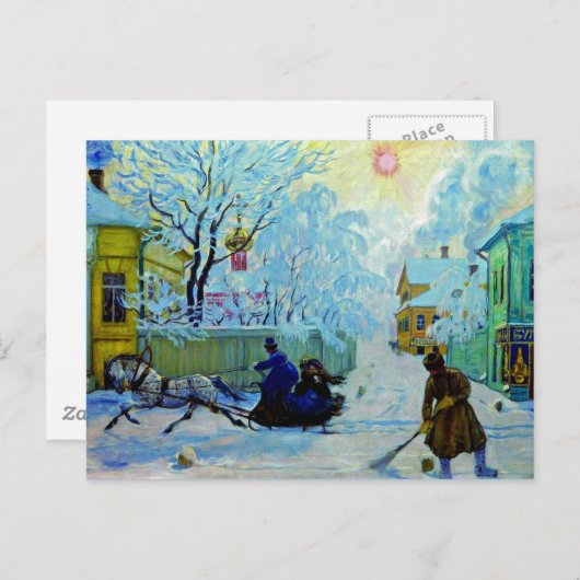 Kustodiev - Frosty Morning Briefkaart (Voorkant / Achterkant)