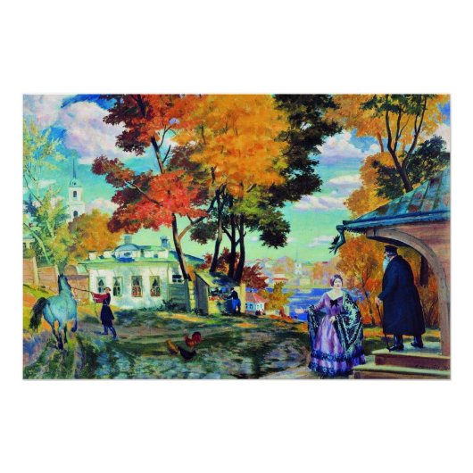 Kustodiev - Herfst, 1924 beeldende kunst schildere Perfect Poster (Voorkant)