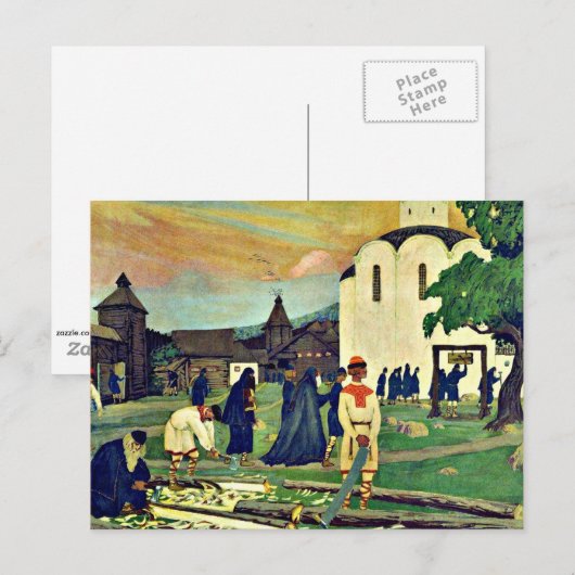 Kustodiev - in het klooster briefkaart (Voorkant / Achterkant)