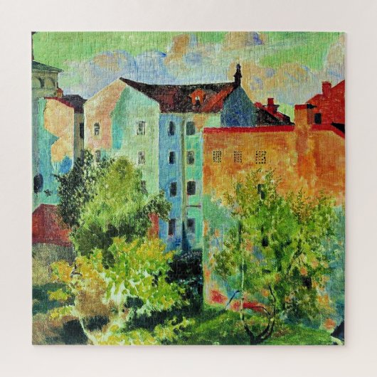 Kustodiev kunstwerk, Uitzicht vanuit het raam Legpuzzel (Verticaal)