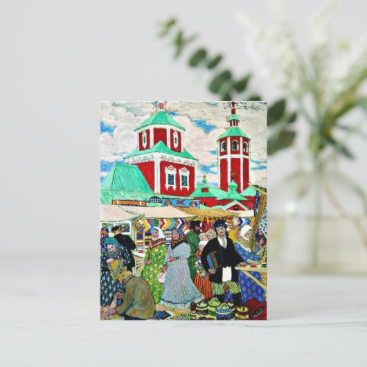 Kustodiev - Op de beurs Briefkaart (Staand voorkant)