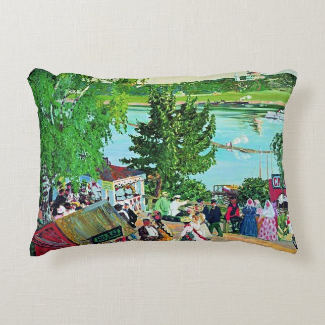 Kustodiev - Wandel langs de Wolga Accent Kussen (Voorkant)