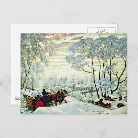 Kustodiev - Winter Briefkaart (Voorkant / Achterkant)