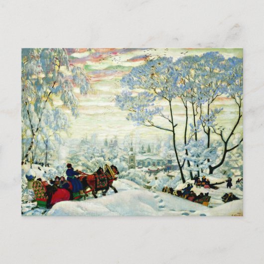 Kustodiev - Winter Briefkaart (Voorkant)