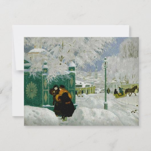 Kustodiev - Winter Scene, fijn kunstschilderij Kaart (Voorkant)