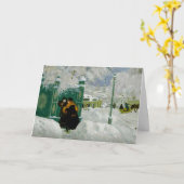 Kustodiev - Winter Scene, fine art painting Kaart (Gele Bloem)