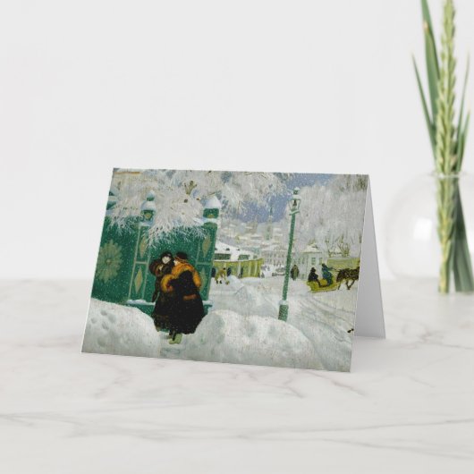 Kustodiev - Winter Scene, fine art painting Kaart (Voorkant)