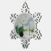 Kustodiev - Winterse scène, beroemd schilderij, Tin Sneeuwvlok Ornament (Rechts)