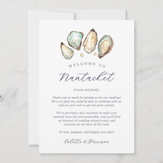 Kustoester bruiloft welkomstbrief en reisschema (Voorkant)