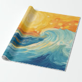 Kustolieverfschilderij Zon en golven Decoupage Cadeaupapier (Uitgerold)