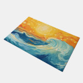 Kustolieverfschilderij Zon en golven Deurmat (Schuin)